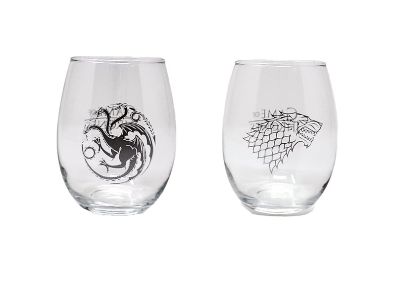 Game of Thrones Collectible Wine Glass Set (House Stark & House Targaryen) - Image 1
